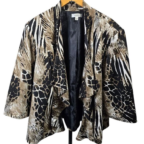Dressbarn Black and Brown Cape with Abstract Pattern - Picture 1 of 5